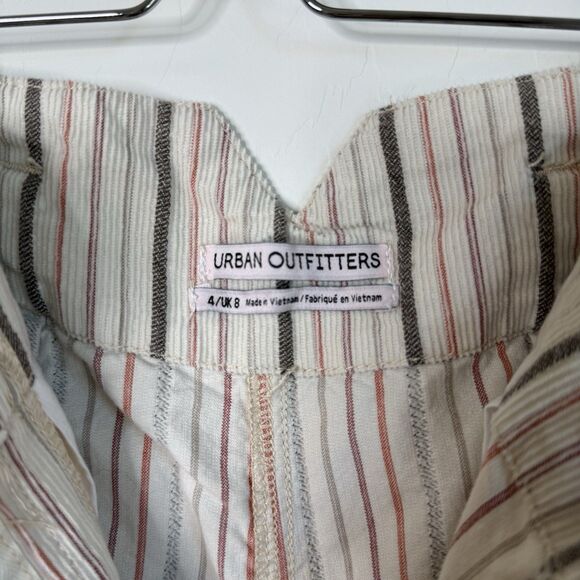 Urban Outfitters Size 4 Striped Corduroy Pleated Front High Rise Cropped Trouser - Picture 13 of 16